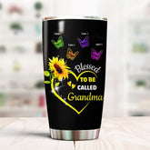 Personalized Stainless Steel Tumbler For Grandma Mom Custom Title And Grandkids Name Sunflower Butterflies Water Cup Blessed To Be Called Grandma Tumbler Cup Gifts For Mothers Day Birthday