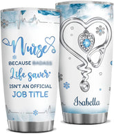 Personalized Nurse Tumbler Because Life Saver Isn't An Official Job Heartbeat Stethoscope Jewelry Drawing Style Vacuum Insulated Tumbler Nurse Day Christmas Graduation Nurse Appreciation Gift