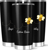 Personalized Stainless Steel Vacuum Insulated Coffee Tumbler, Little Pretty Honey Bee, Best Occasion Gift, Cute Basic Customized Bee Hot Cold Cup, Name Custom, 20 Or White, 20,