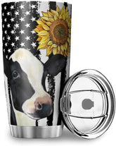 Sunflower Cow American Flag Stainless Steel Tumbler Thermos Vacuum Insulated Cup Tea Travel Cup Travel Coffee Mug for Adult/Children pattern15