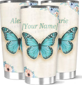 Personalized Aesthetic Tumblers Customized Name Vacuum Insulated Double Walled Tumbler Custom Butterfly Stainless Steel Coffee Tea Cup 30 Gifts For New Year Christmas