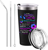To My Daughter Gift Tumbler, Inspirational Gift Coffee Mug Birthday Warm Gifts, Vacuum Insulated Tumbler Stainless Steel Coffee Cup To Daughter Gift