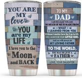 Dad Gifts from Daughter - To My Dad I Love You Stainless Steel Insulated Tumbler - Worlds Best Dad Gifts on Fathers Day, Birthday, Valentines Day, Christmas for Dad, Bonus Dad, New Dad
