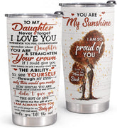 Daughter Tumbler from Mom - Stainless Steel Tumbler for Daughter - Birthday Gifts for Daughter From Mother & Christmas Gifts for Daughter From Mom - Graduation Unique Present For Kids