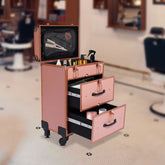 Travel Portable Beauty Luggage Trolley, Lockable W 360° Universal Wheel, Professional Rolling Makeup Train Case Makeup Artists