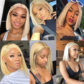613 Blonde Short Bob Wigs Bone Straight Hd Lace Frontal 180% Density 13x4 HD Lace Front Wig Human Hair Brazilian For Women