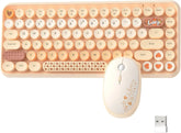 308i Pink Wireless 2.4G Keyboard and Mouse Set, Gradient Cute Round Keycaps for Retro Typewriter