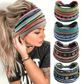 4PCS Boho Fashion Wide Headbands Sweat-absorbent Headscarf Bohemian Hair Accessories for Sports Tennis Gym Exercise MIAO-US