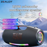 ZEALOT S89 250W Portable Bluetooth Speaker High Volume Waterproof 48000mAh Wireless TWS Subwoofer Suporrt USB/TF/AUX RGB light.