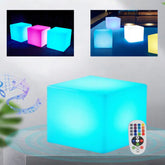 LOYALHEARTD 17" LED Cube Light Pub Bar Stool 16 RGB Colors Changing Chair Light with Remote Control Atmosphere Lamp