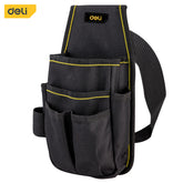 Deli 25x12cm Tool Waist Bag Black,Durable and Lightweight with Multiple Pockets, Convenient for Carrying Tools During Work