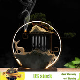 Bymaocar Indoor Water Fountain With Mist Touch Switch LED Light Incense Burner Waterfall Relaxing Table Decor Unexpected Gift