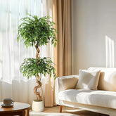 1Pcs Artificial Plants Ficus Tree 5ft Large Green Birch Fig in Pot Large Plants in Pot for Indoor Outdoor Home Office Garden Mod