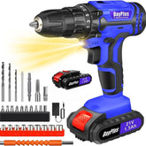BRIEFNESS 21V Cordless Drill & Electric Screwdriver 45Nm, 2-Speed, LED Light, 26PCS Kit with Li-Ion Battery for Home DIY Blue