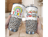 Personalized Teacher Tumbler, Custom Name Teacher Gift, Elementary Teacher Drinkware, Teacher Leopard Tumbler, Teacher Appreciation Tumbler