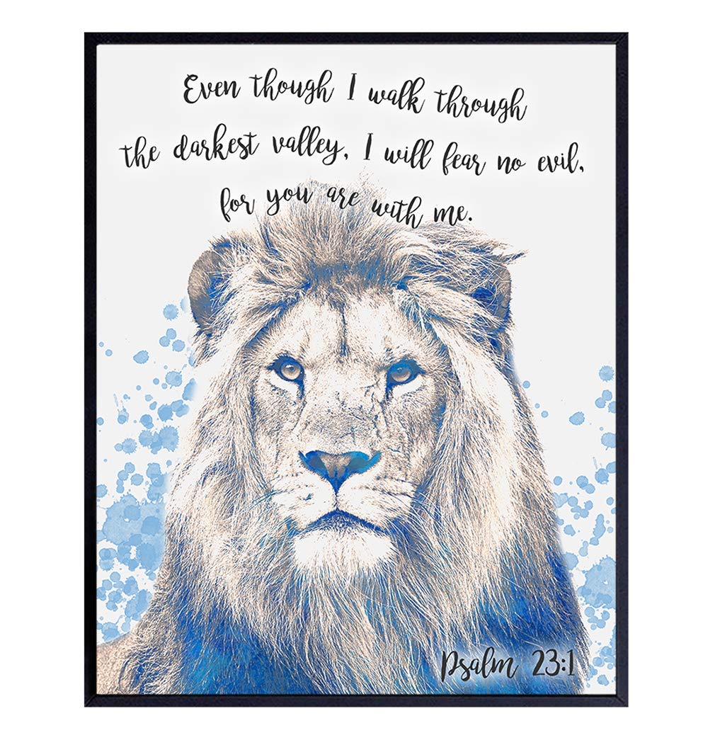 Psalm 23 - Bible Verse Scripture Wall Art - Religious Christian Room Decoration for Home, Church - Inspirational, Motivational Poster Print - Pastor Ordained Minister Gift for Men, Women