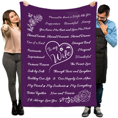 Wife Gift Blanket - I Love You Gifts For Her - Romantic Valentines Day Gifts For Wife Anniversary - Wife Birthday Gifts From Husband For Mothers Day Or Christmas