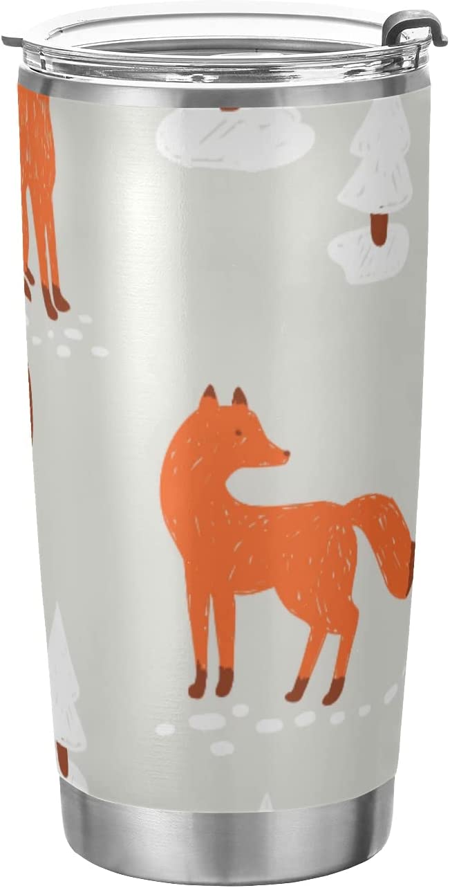 Winter Forest Foxes Stainless Steel Tumbler Travel Coffee Mug Double Wall Insulated Tumblers with Lid and Straw Sippy Cups Leak Proof