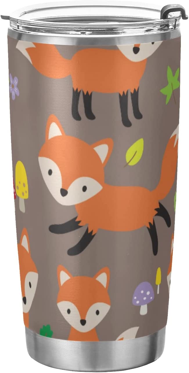 Fox Tumbler, Foxes Stainless Steel Tumbler Travel Coffee Mug Double Wall Insulated Tumblers with Lid and Straw Insulated Cup Leak Proof