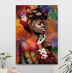 Black Girl Canvas, Black Women Canvas Pictures Bathroom Wall Decor Art Poster Black Girl Oil Paintings African American Black Queen Women Art Wall Decor For Bedroom Living Room