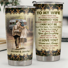 To My Wife Tumbler From Husband, Old Couple Art Tumbler, Custom Name Tumbler For Valentine Christmas Anniversary Birthday Gift For Wife