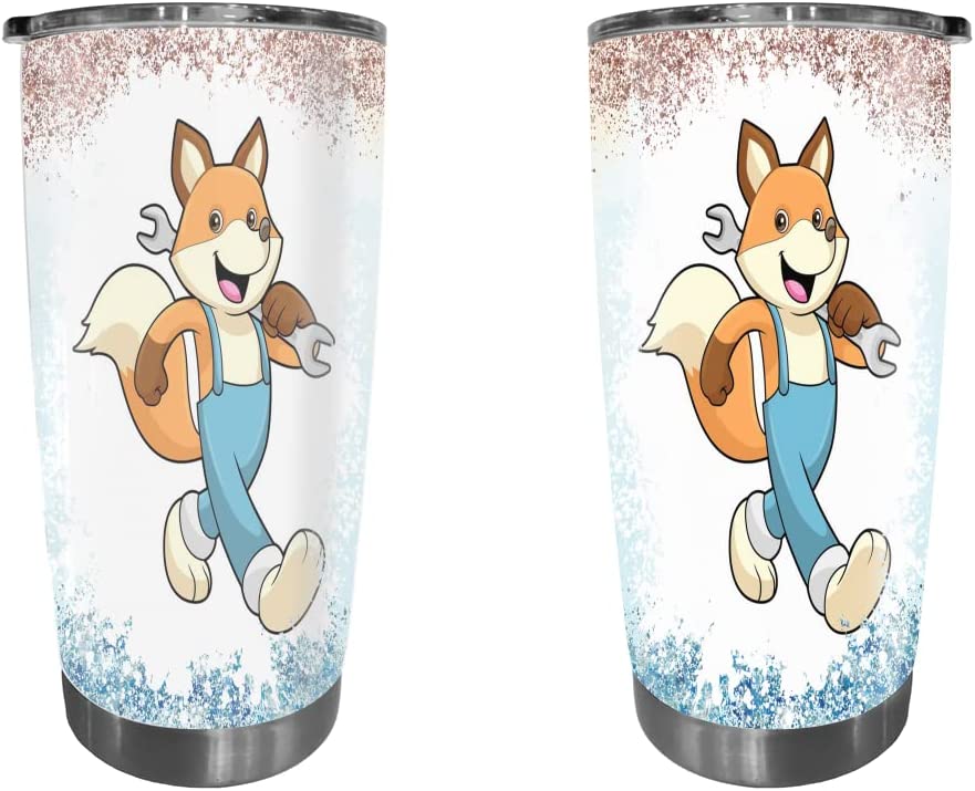 Fox Tumbler, Fox Mechanic Wrench Tumbler Cup With Lid Stainless Steel Double Wall Vacuum Insulated Tumblers Coffee Travel Mug Birthday Christmas Gifts For Women Girls