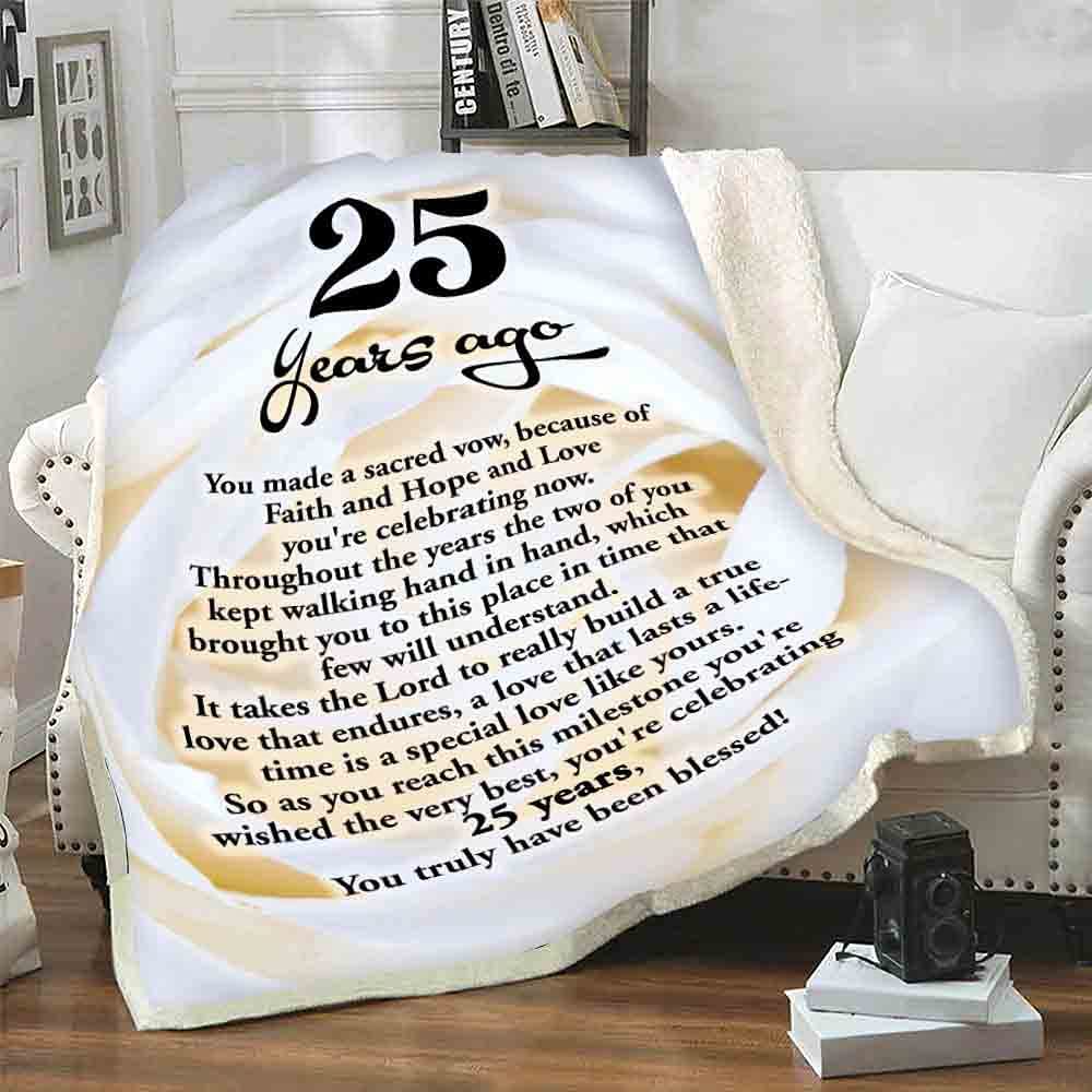 25Th Anniversary Blanket, Love That Last A Lifetime, Customized Couple Blanket, Gift For Him/Her, Custom Wedding Year, Best And Premium Quality, Anniversary, Wedding Gift, Super Soft And Warm Blanket