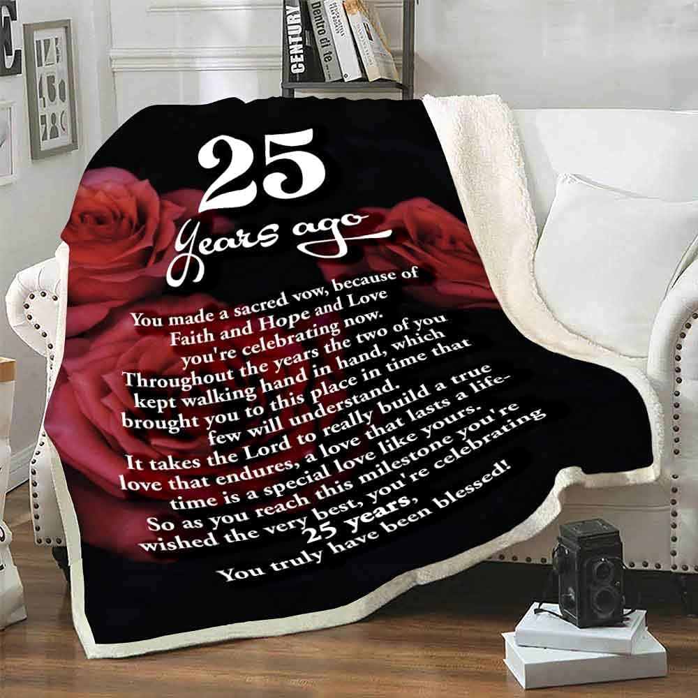 25Th Anniversary Blanket, Love That Last A Lifetime, Customized Couple Blanket, Gift For Him/Her, Custom Wedding Year, Best & Premium Quality, Wedding Gift, Anniversary, Super Soft And Warm Blanket
