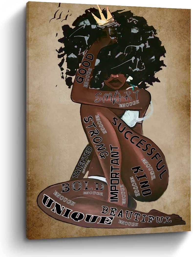 Black Women Wall Art Black Queen Poster Inspirational Pictures Canvas Prints American Woman Wall Art Vintage Poster Wall Art Abstract Artwork Painting