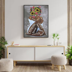 Canvas Black Girl, Art African American Wall Art Black Queen Girl Head Flowers Poster Black Girl Artwork Floral Art Prints For Bedroom Living Room Abstract Contemporary Canvas Prints Painting Home Decor