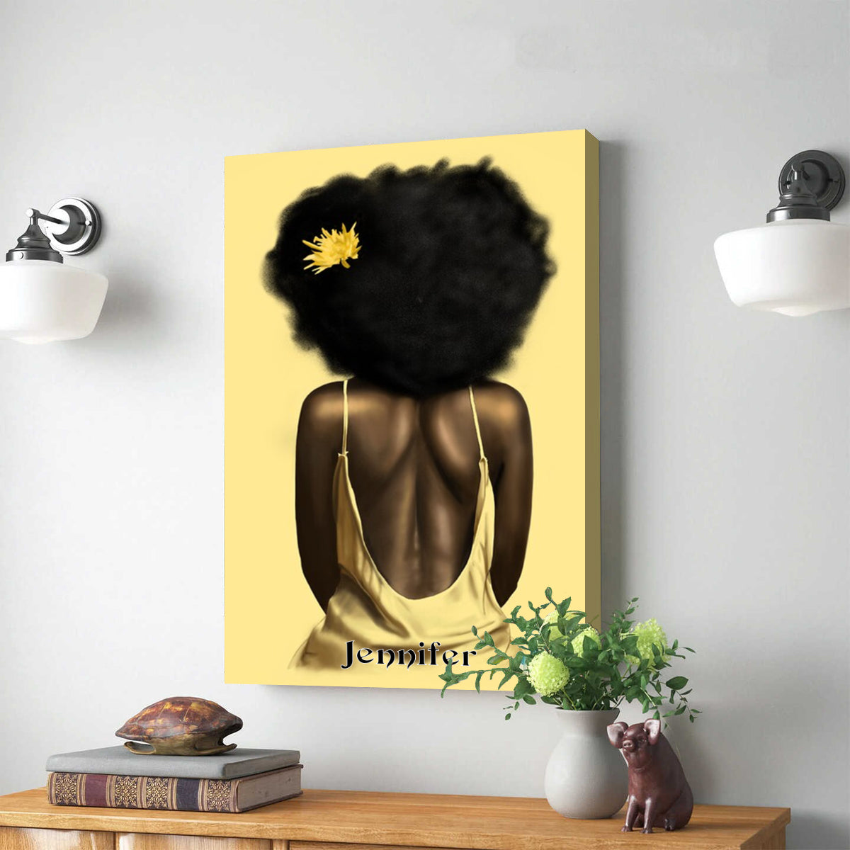 Afro Black Girl Canvas Africian Woman Wall Art American Teenage Girl Wall Decor African American Canvas Artwork Lovely Black Girls Personalized Canvas
