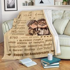 1st Anniversary Blanket Gifts Wedding, 1 Years of Marriage Gift for Wife, Parents, Friends Warm 1st Wedding Idea Valentine's Day Gift Idea