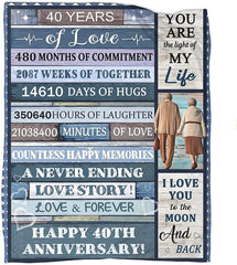 40Th Anniversary Blanket 40Th Ruby Wedding Anniversary Throw Blankets Throws Couple For Parents Grandparents Husband Wife Her
