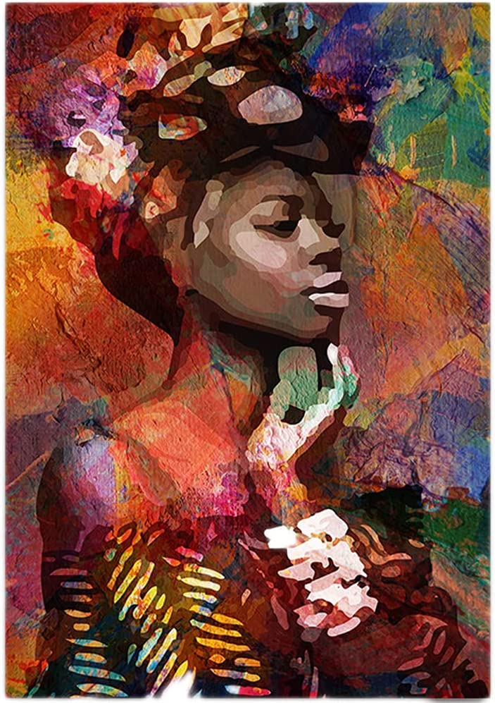 Black Girl Canvas, Black Women Canvas Pictures Bathroom Wall Decor Art Poster Black Girl Oil Paintings African American Black Queen Women Art Wall Decor For Bedroom Living Room