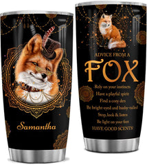Personalized Fox Tumbler Advice From A Fox MandalaTumblers Stainless Steel Travel Cup Birthday Christmas Gift for Women Girls Best Friends