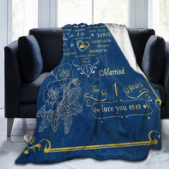 1St Anniversa Blanket, Gift For Couple Wife Husband Her Him 1 Year Marriage, Romantic Throw Blankets Valentine Day Birthday Gifts