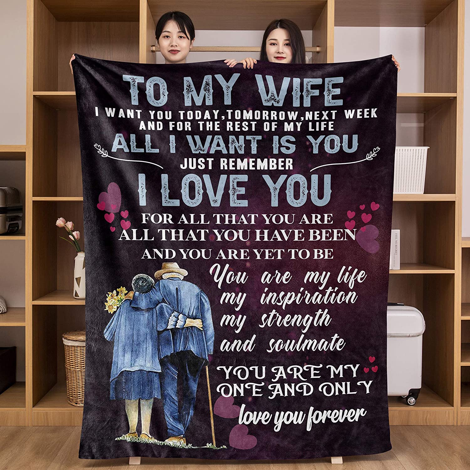 Wife Gift Blanket Wife Throws Blankets Presents From Husband Personalized Wife For Anniversary Birthday Valentines Day