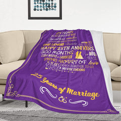 25Th Anniversary Blanket, 25Th Silver Wedding Anniversary Couple Gifts For Dad Mom Parents Friends, 25 Years Of Marriage Throw Blankets Gift For Husband Wife Her/Him