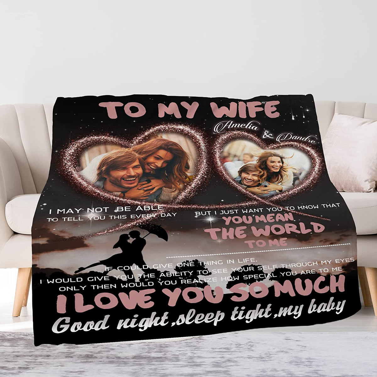 Wife Gift Blanket From Husband Custom Pictures & Names Blanket Birthday Anniversary Christmas Gifts For Wife Women