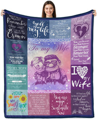Wife Gifts Throw Blanket, Wife Birthday Gifts, Wife Gifts From Husband, Anniversary Valentine'S Day Gifts For Her Wife Ultra-Soft Flannel Fleece Throw Blanket For Bed