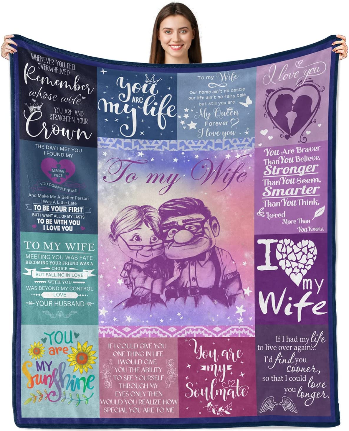 Wife Gift Blanket From Husband, Old Couple Blanket to Wife, Anniversary Birthday Christmas Blanket Gift Ideas for Her