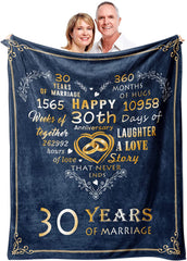 30Th Anniversary Blanket, 30Th Pearl Wedding Anniversary Couple Gifts For Dad Mom Parents Friends, 30 Years Of Marriage Throw Blankets Gift For Husband Wife