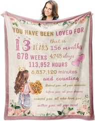 13Th Birthday Blanket, Gifts For Birthday Throws Blanket 60"X50" - Gifts For 13 Year Old Girls - 13Th Birthday Gifts For Teen Girls - 13Th Birthday Decorations For Girls Gift Ideas