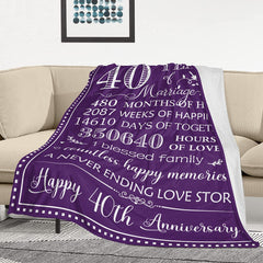 40Th Anniversary Blanket Gift For Mom Dad Grandparents Forty Married Anniversary Celebration Gift 40 Years Of Love Couple Birthday Gifts From Wife Husband Throw Blankets