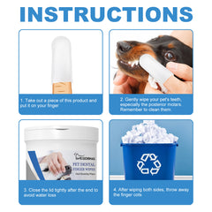 Pet Dental Finger Wipes, Bad Breath Tartar Teeth Yellow Dog Clean Mouth Care Finger Cover