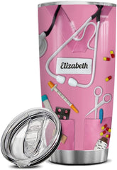 Personalized Nurse Tumbler Nurse Scrubs Cup With Lid Insulated Travel Mug Birthday Christmas Week Appreciation Gift Nurses Nursing RN CNA Men Women