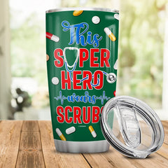 Personalized Coffee Scrubs Rubber Gloves Nurse Tumbler Cup With Lid Double Wall Vacuum Insulated Travel Coffee Mug Birthday Christmas Nurse Week Appreciation Gift Women Men