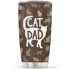 Cat Dad Gifts - Stainless Steel Insulated Tumbler with Lid - Gifts for Cat Lovers Men, Cat Dad - Best Cat Dad Ever Travel Mug for Father's Day, Christmas, Birthday, Memorial Gift