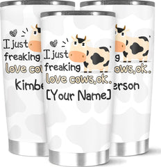 Personalized Coffee Tumbler Customized Name With Cow Animal Quote Gifts For Women Men Friend Teen On Birthday Holiday Cup Mug 20 Stainless Steel Home Travel Office Use