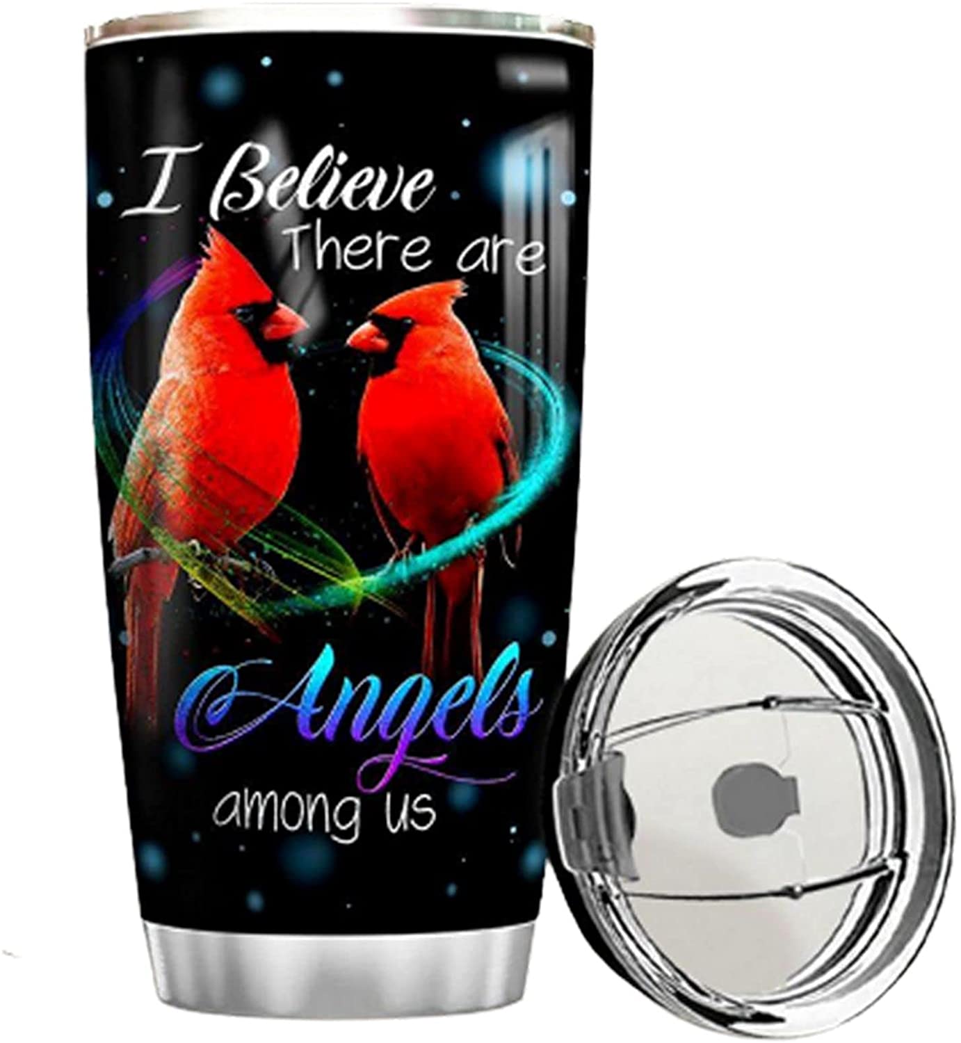 Personalized Stainless Steel Tumblers , With Lid - Cardinal Angels Tumbler Cup With Lid, Double Wall Vacuum Gifts For Women,Men,Christmas,Birthday ZDT24734
